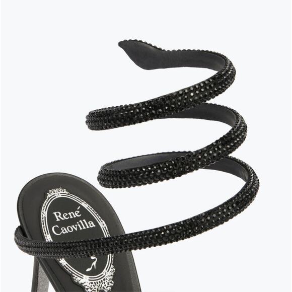 Rene Caovilla CLEO BLACK SANDAL Heels 80 EU41 - Picture 5 of 12